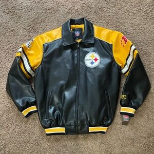 Black Yellow Pittsburgh Steelers NFL Team Jacket Men’s Size Medium
